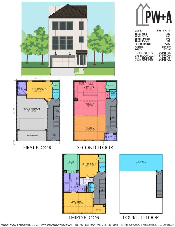 3 1/2 Story Townhome Plan E8135 A1.1