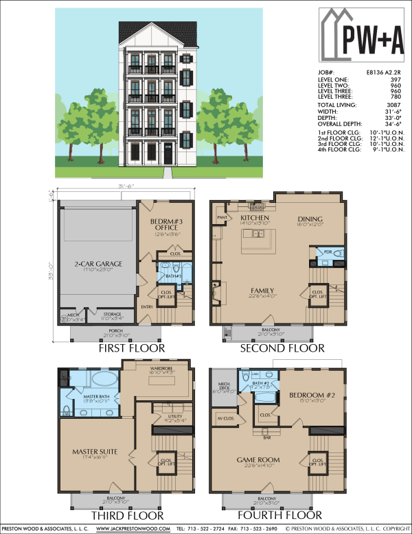 Four Story Townhome Plan E8136 A2.2R