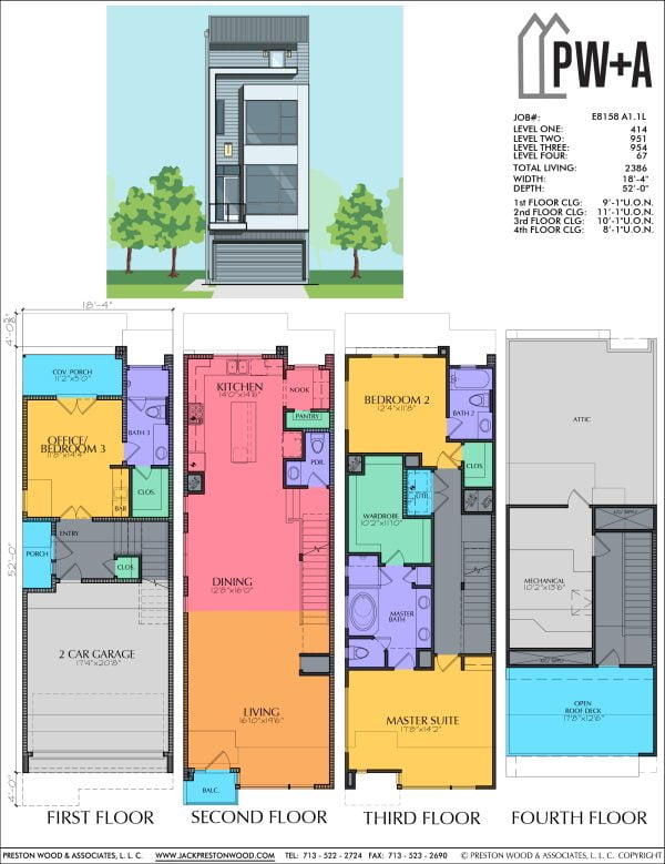 3 1/2 Story Townhome Plan E8158 A1.1