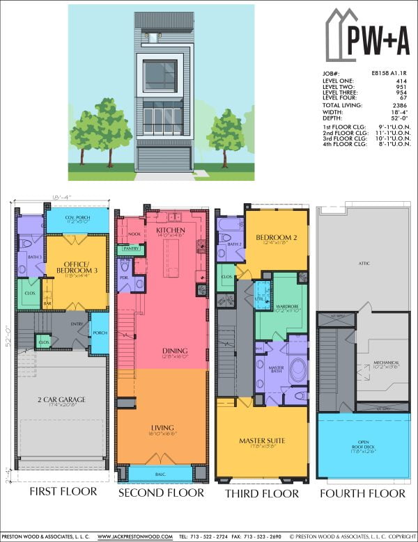 3 1/2 Story Townhome Plan E8158 A1.1