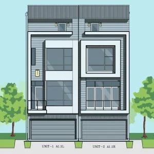 3 1/2 Story Townhome Plan E8158 A1.1 Duplex