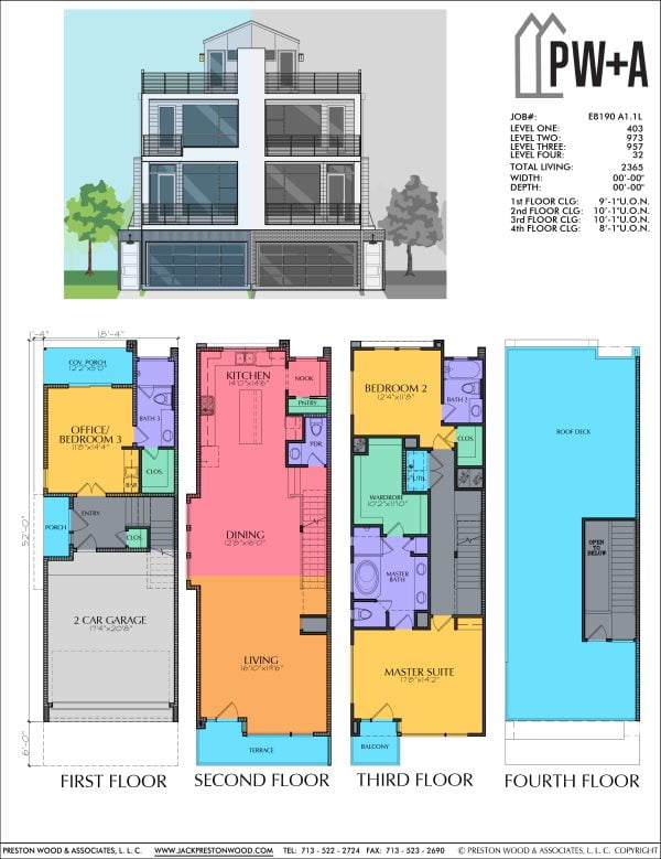 3 1/2 Story Townhome Plan E8190 A1.1