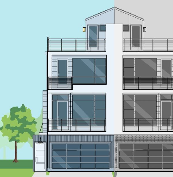3 1/2 Story Townhome Plan E8190 A1.1