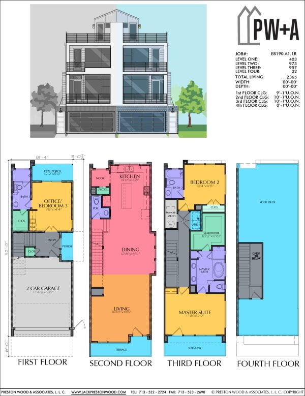 3 1/2 Story Townhome Plan E8190 A1.1
