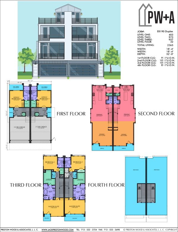 3 1/2 Story Townhome Plan E8190 A1.1 Duplex