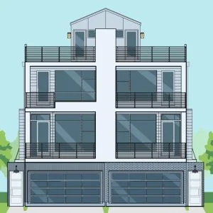 3 1/2 Story Townhome Plan E8190 A1.1 Duplex