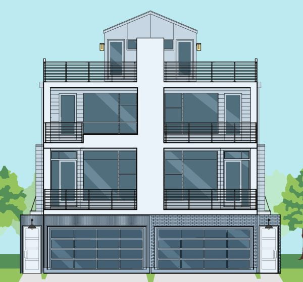 3 1/2 Story Townhome Plan E8190 A1.1 Duplex