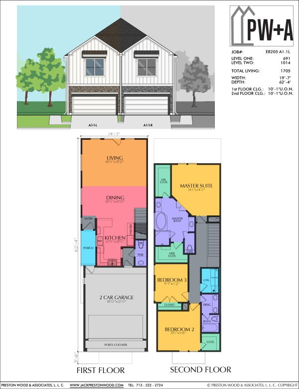 Two Story Townhome Plan E8205 A1.1