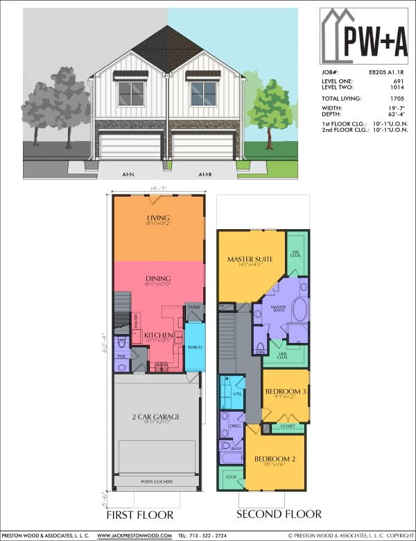 Two Story Townhome Plan E8205 A1.1