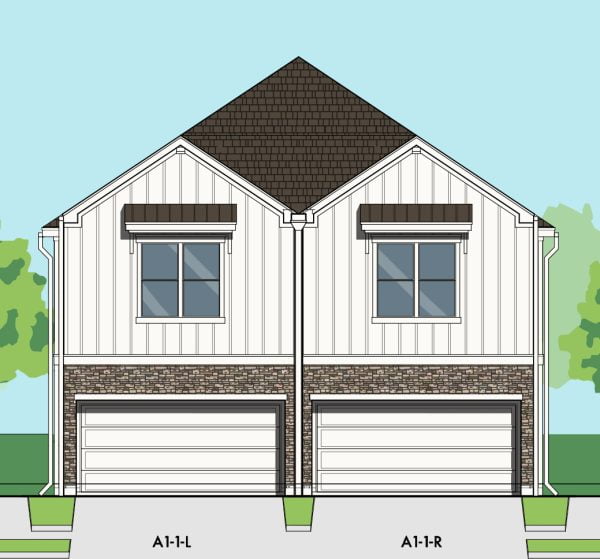 Two Story Townhome Plan E8205 A1.1 Duplex