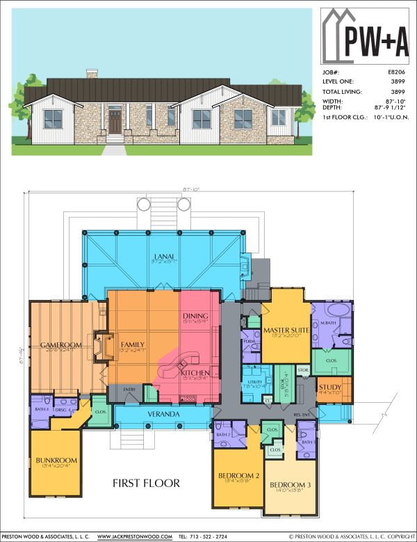 One Story Townhome Plan E8206