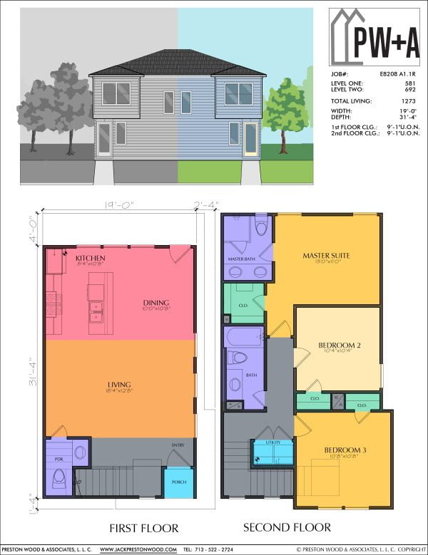 Two Story Small Home Plan E8208 A1.1