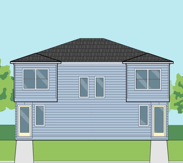 Two Story Small Home Plan E8208 A1.1 Duplex