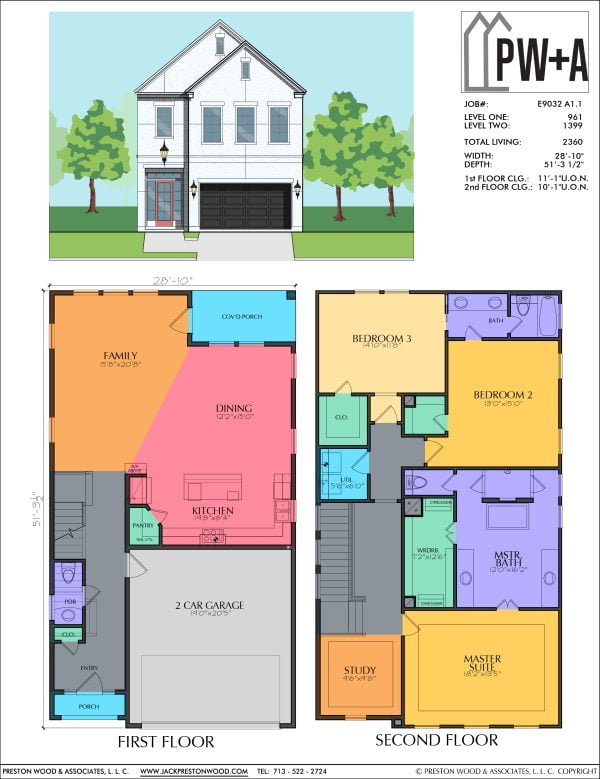 Two Story Townhome Plan E9032 A1.1