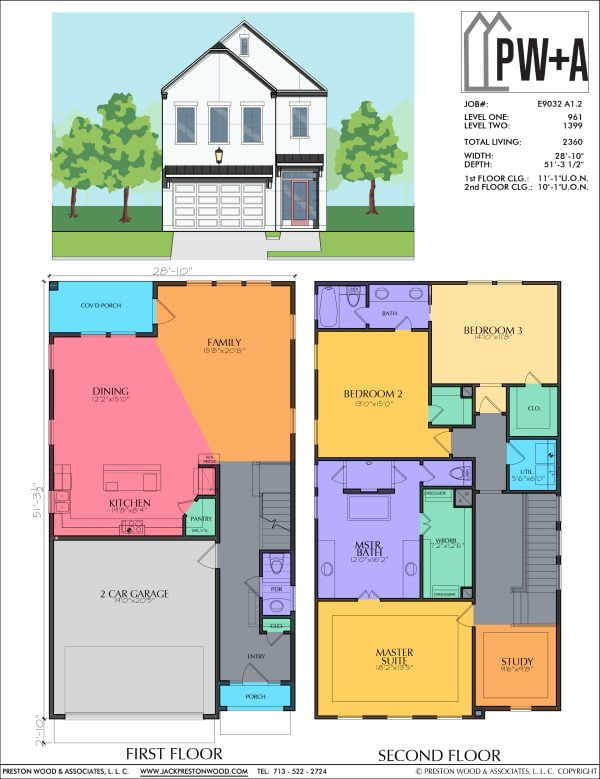 Two Story Townhome Plan E9032 A1.2