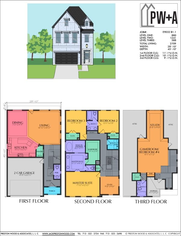 2 1/2 Story Townhome Plan E9032 B1.1