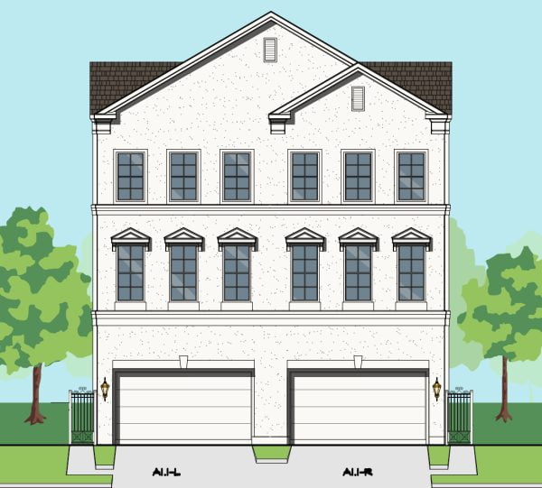 Three Story Townhome Plan E9056 A1.1 Duplex