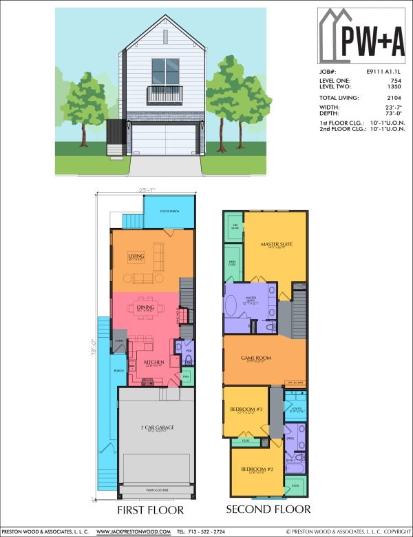 Two Story Townhome Plan E9111 A1.1
