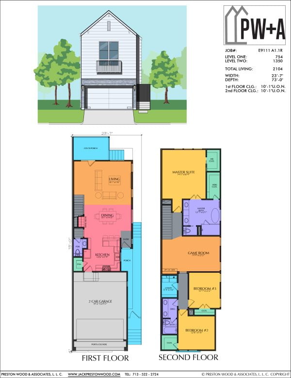 Two Story Townhome Plan E9111 A1.1