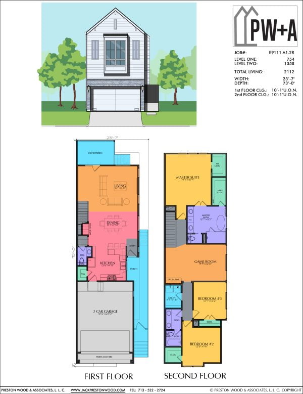 Two Story Townhome Plan E9111 A1.2R