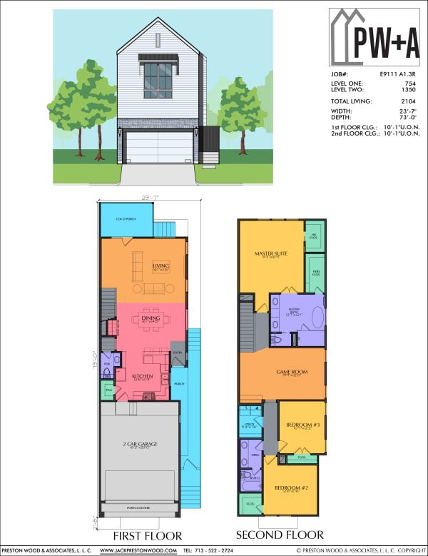 Two Story Townhome Plan E9111 A1.3R