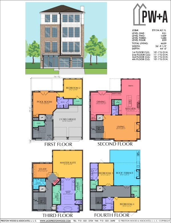 Four Story Townhome Plan E9154 A2.1