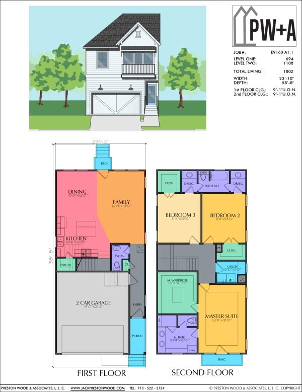 Two Story Townhome Plan E9160 A1.1