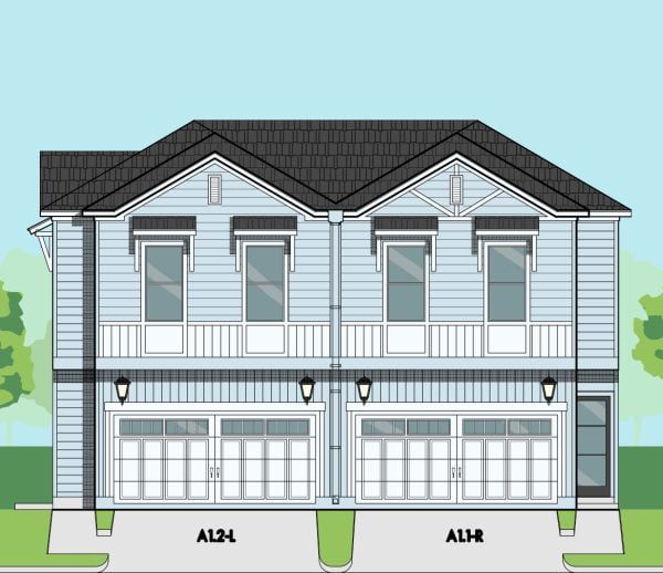 Two Story Townhome Plan E9165 Duplex 1