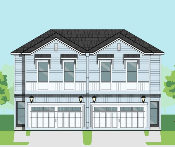 Two Story Townhome Plan E9165 Duplex 2