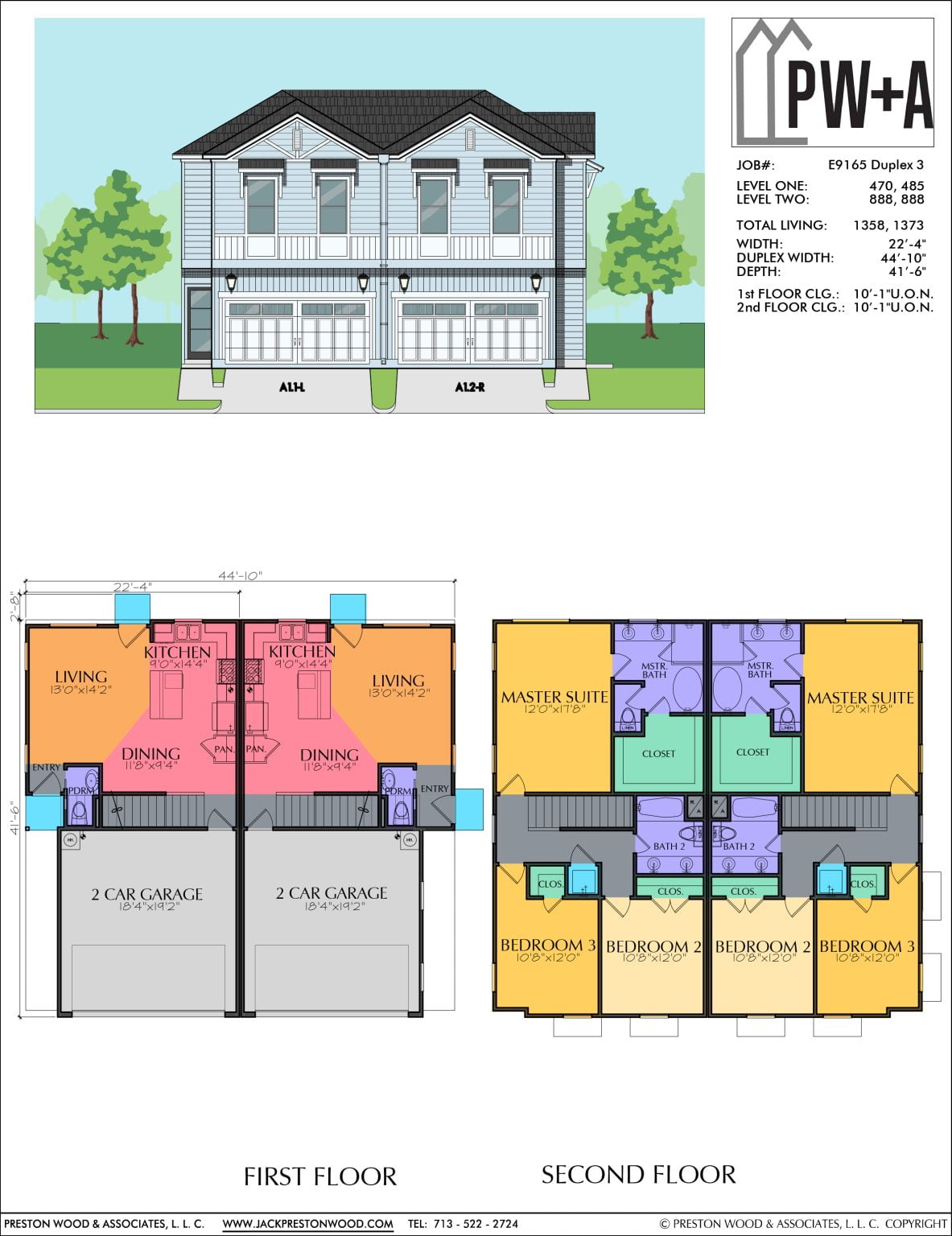 Two Story Townhome Plan E9165 Duplex 3 - Jack Preston Wood