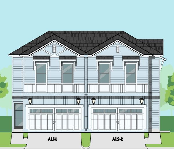 Two Story Townhome Plan E9165 Duplex 3