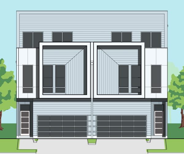 2 1/2 Story Townhome Plan E9169 A2.1 Duplex