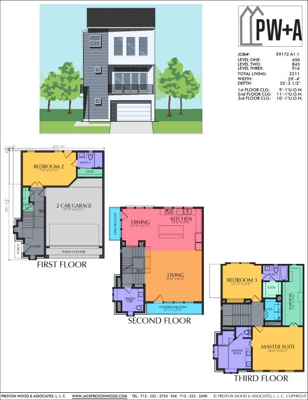 Three Story Townhome Plan E9172 A1.1
