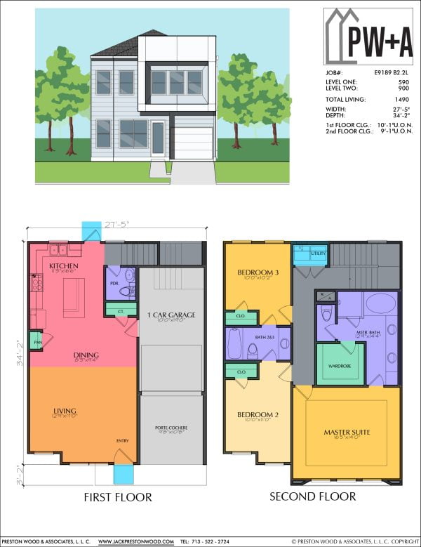 Two Story Small Home Plan E9189 B2.2L