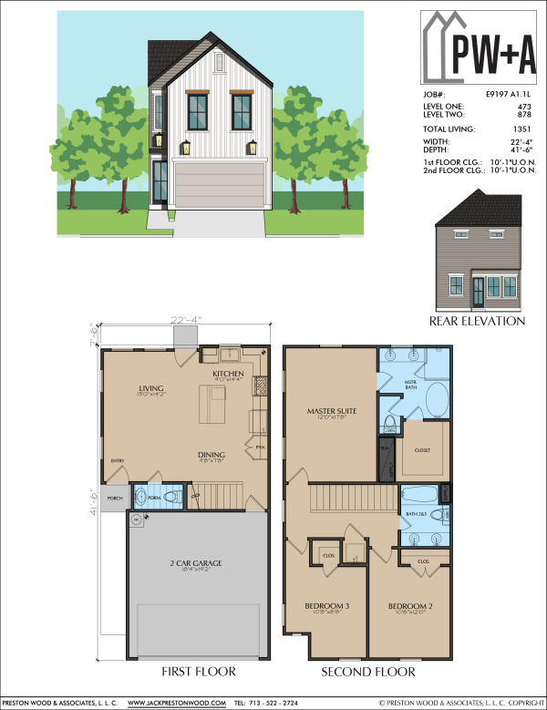 Two Story Small Home Plan E9197 A1