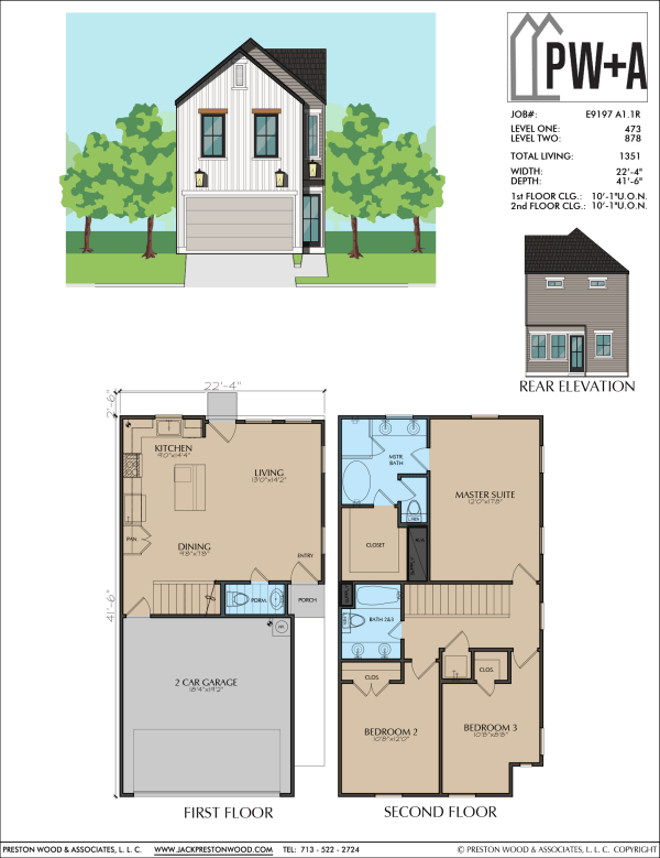 Two Story Small Home Plan E9197 A1