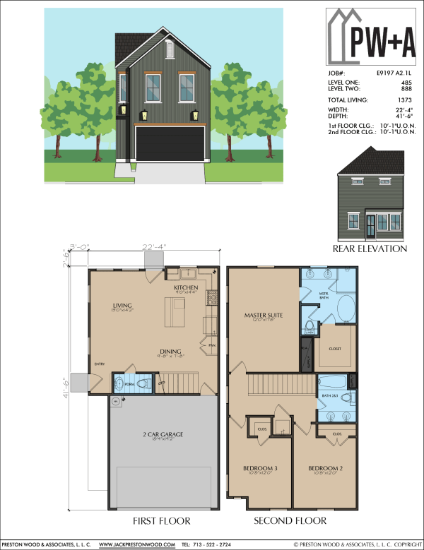 Two Story Small Home Plan E9197 A2