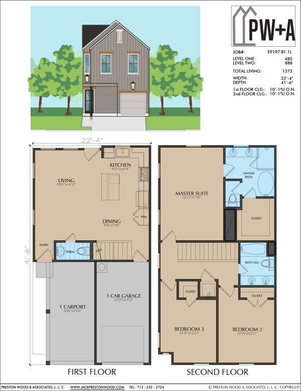 Two Story Small Home Plan E9197 B1.1