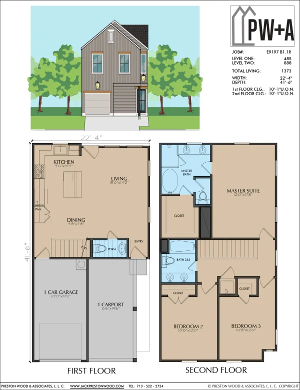 Two Story Small Home Plan E9197 B1.1