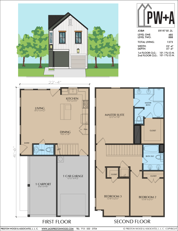 Two Story Small Home Plan E9197 B1.2