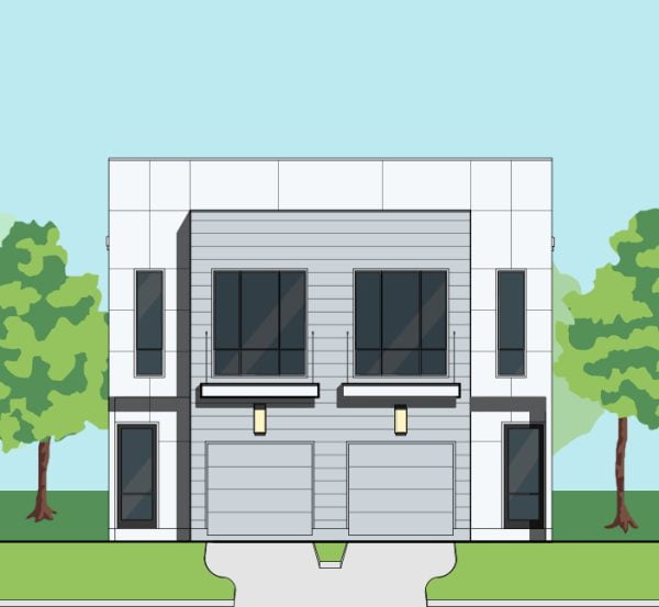 Two Story Small Duplex Home Plan E9207