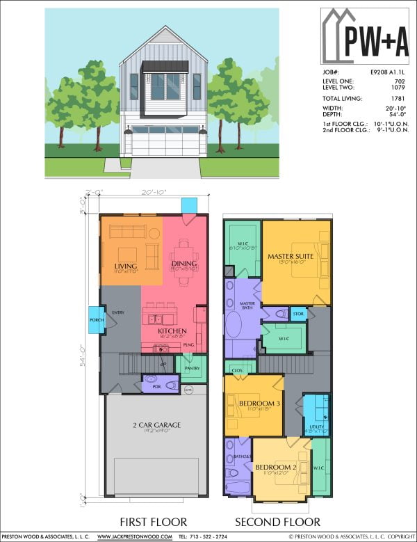 Two Story Townhome Plan E9208 A1.1