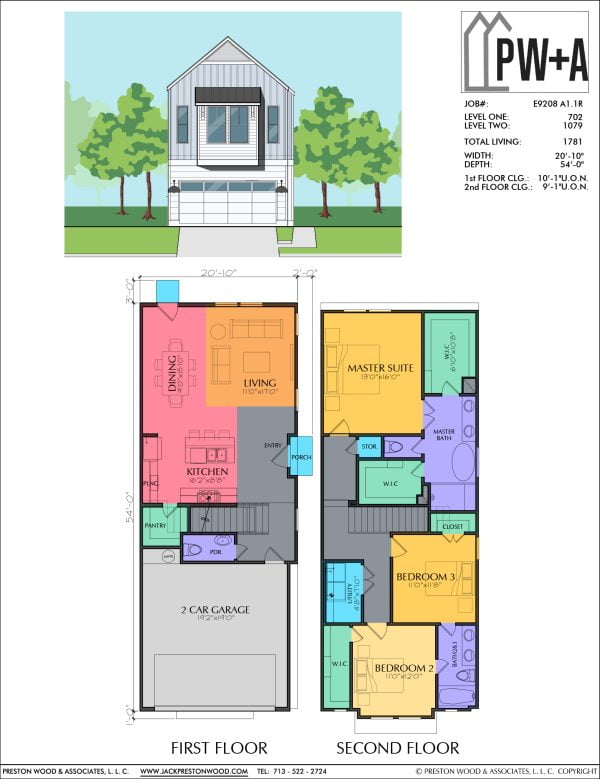 Two Story Townhome Plan E9208 A1.1