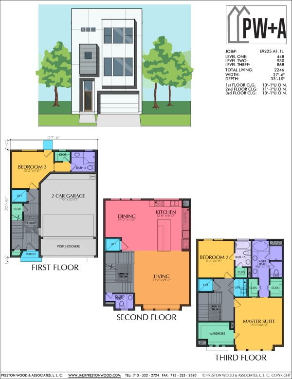 Three Story Townhome Plan E9225 A1.1L