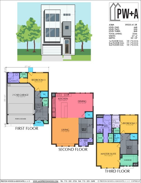 Three Story Townhome Plan E9225 A1.2R