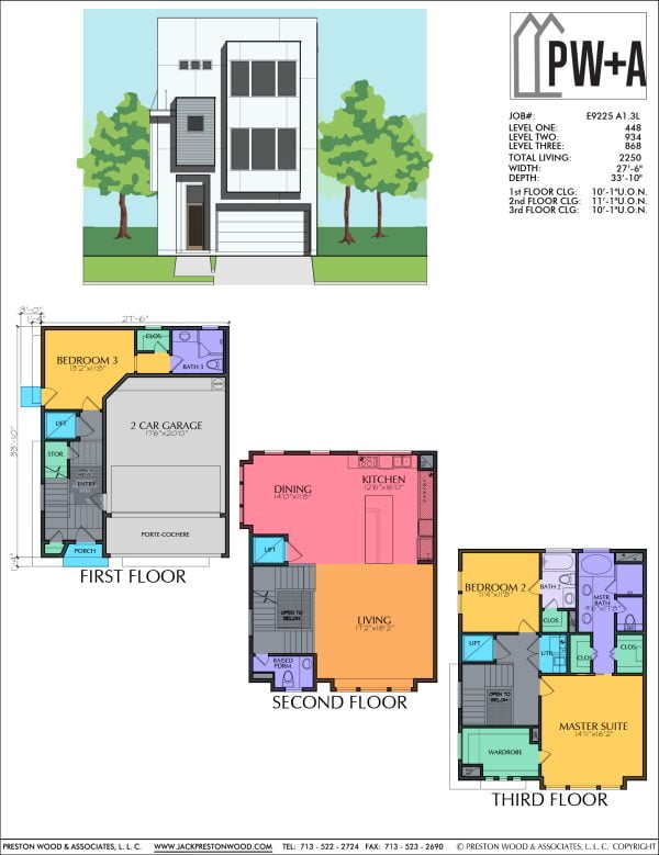 Three Story Townhome Plan E9225 A1.3L