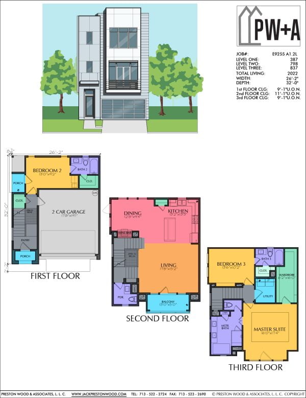 Three Story Townhome Plan E9255 A1.2L