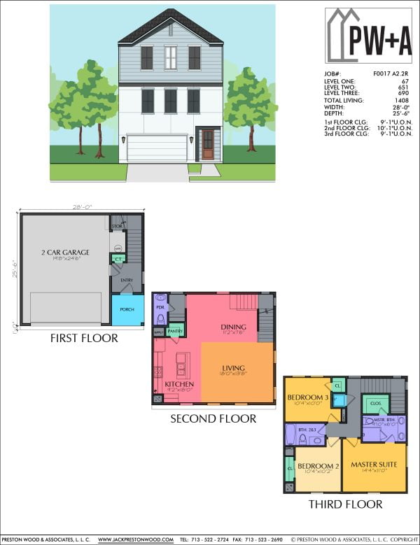 Three Story Townhome Plan F0017 A2.2R
