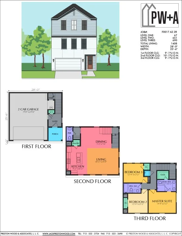 Three Story Townhome Plan F0017 A2.2R