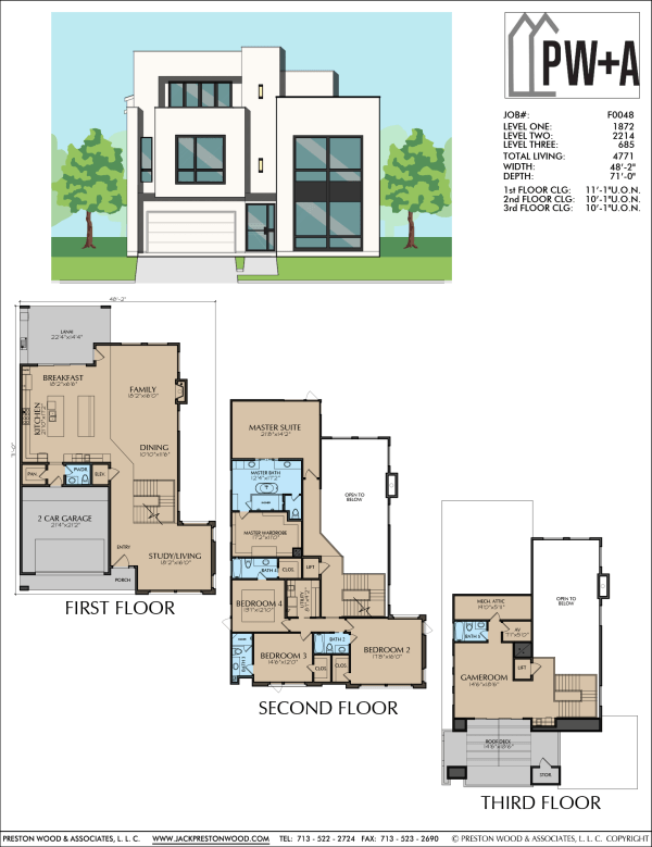 2 1/2 Story Urban Home Plan F0048